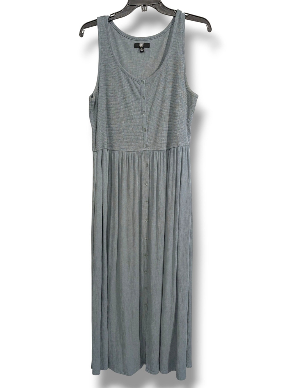 Frye Button Front Sleeveless Midi Tank Dress Large Muted Blue Boho Cottagecore